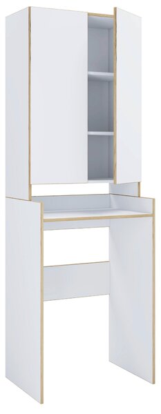 REGÁL NAD PRAČKU, bílá, medový dub, 67/200/48 cm MID.YOU - Koupelnové série, Online Only