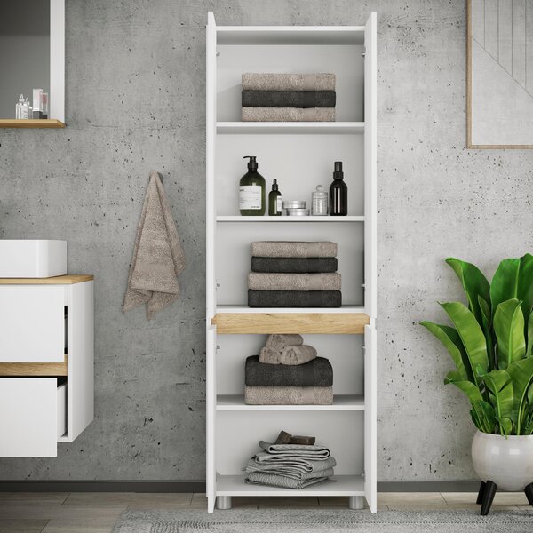 VYSOKÁ SKŘÍŇ, bílá, 57/165/33 cm MID.YOU - Koupelnové skříňky vysoké, Online Only