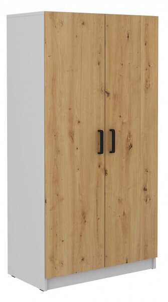 Dvoudveřová šatní skříň MABAKA - šířka 80 cm, šedá / dub artisan