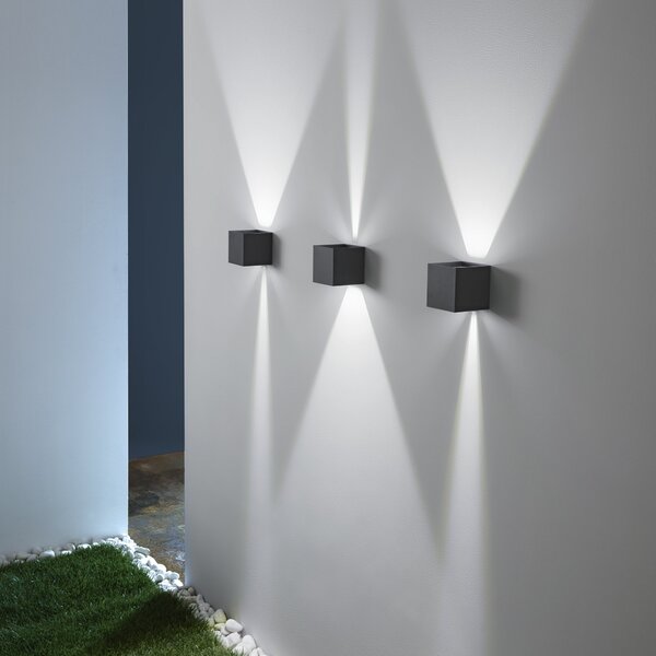 FAN LED-W-ALFA-20-ANT Nástěnné svítidlo LED ALFA antracit 2x10 W 1800 lm CCT 3000-4000 K IP54 12x12x12 cm - FANEUROPE