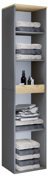 REGÁL DO KOUPELNY, antracitová, medový dub MID.YOU - Koupelnové regály, Online Only