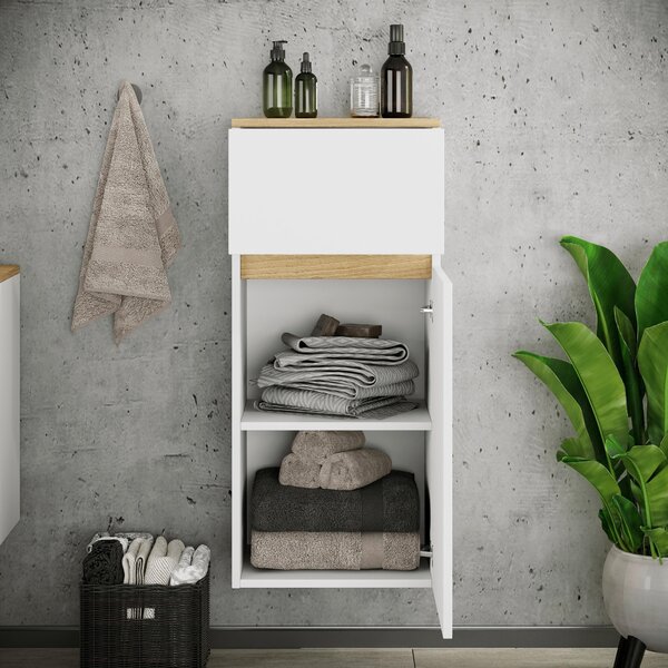 MIDI SKŘÍŇKA, bílá, medový dub, 41/90/35 cm MID.YOU - Koupelnové série, Online Only