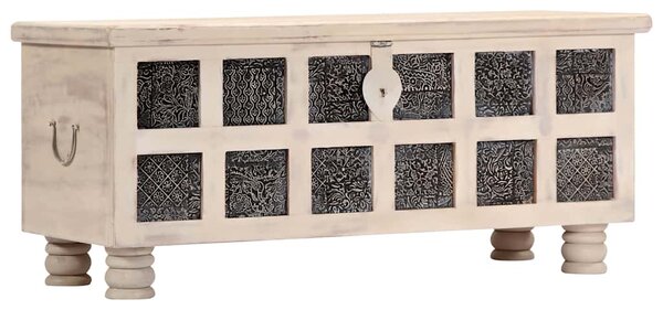 Úložný box bílý 110 x 40 x 45 cm masivní akáciové dřevo 247670