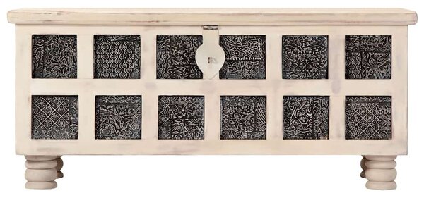 Úložný box bílý 110 x 40 x 45 cm masivní akáciové dřevo 247670
