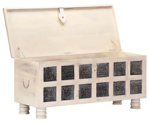 Úložný box bílý 110 x 40 x 45 cm masivní akáciové dřevo 247670
