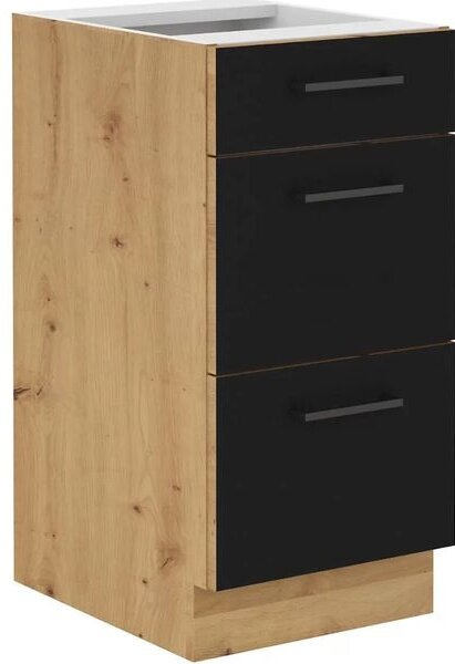 Kuchyňská skříňka se šuplíky MALILA - šířka 40 cm, černá / dub artisan