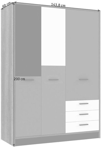 ŠATNÍ SKŘÍŇ, šedá, zelená, černá, bílá, barvy dubu, 144/200/60 cm Carryhome - Šatní skříně