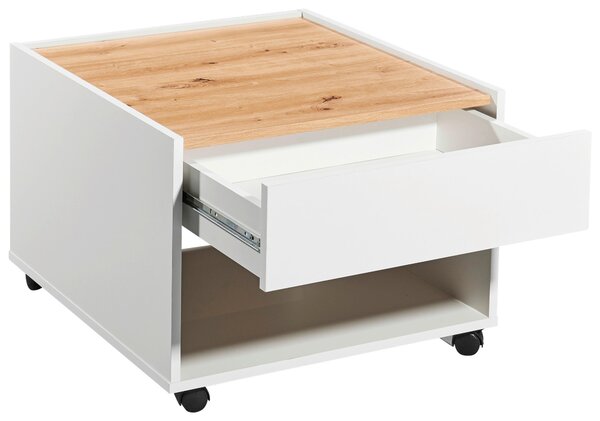 KONFERENČNÍ STOLEK, bílá, dub artisan, kompozitní dřevo, 60/60/45 cm Boxxx - Konferenční stolky, Online Only