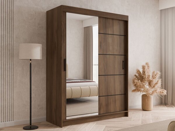 Moderní skříň Acidoni III 150 cm, Barva: Warmia ořech / Warmia ořech + černá 5903211533020