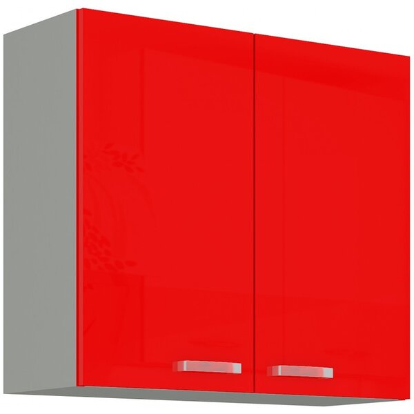 Horní kuchyňská skříňka ULLERIKE - šířka 80 cm, červená / šedá