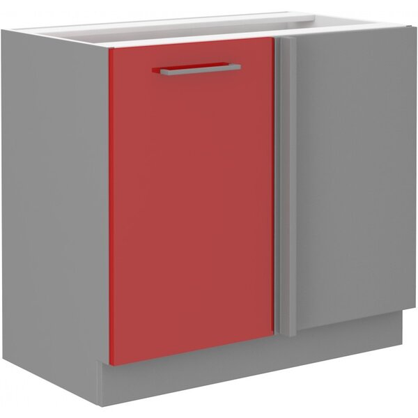 Prodloužená rohová skříňka ULLERIKE - šířka 105 cm, červená / šedá