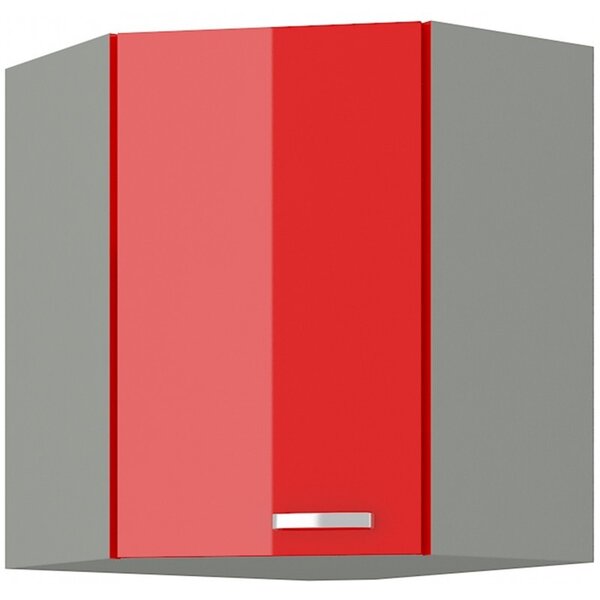 Horní rohová skříňka ULLERIKE - 58x58 cm, červená / šedá