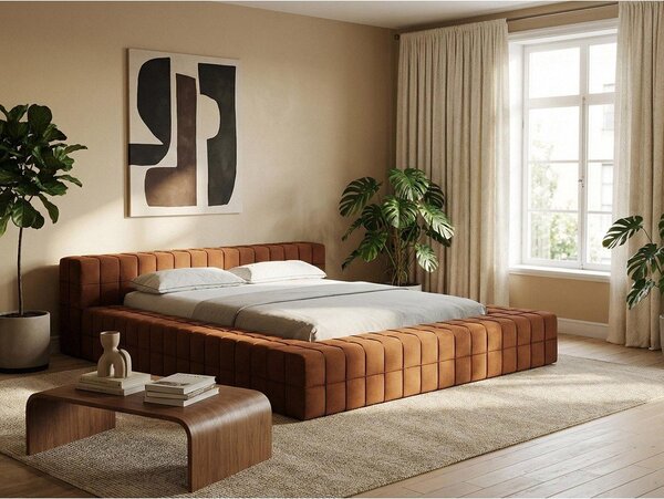 Zelená čalouněná dvoulůžková postel s roštem 160x200 cm Akela – Makamii