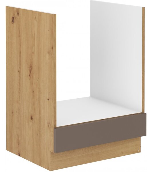 Sporáková skříňka BALIJA - šířka 60 cm, lanýžově šedá / dub artisan