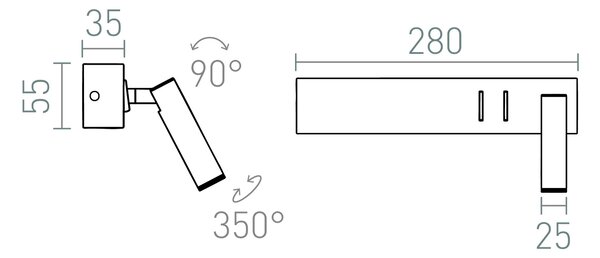 ODEON nástěnné svítidlo LED 4W 840lm 3000K 55x25cm - RED - DESIGN RENDL