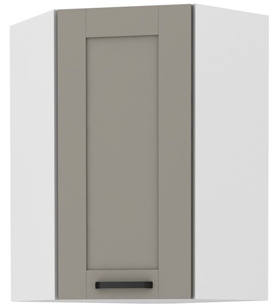 Vysoká rohová skříňka LAILI - 60x60 cm, světle šedá / bílá