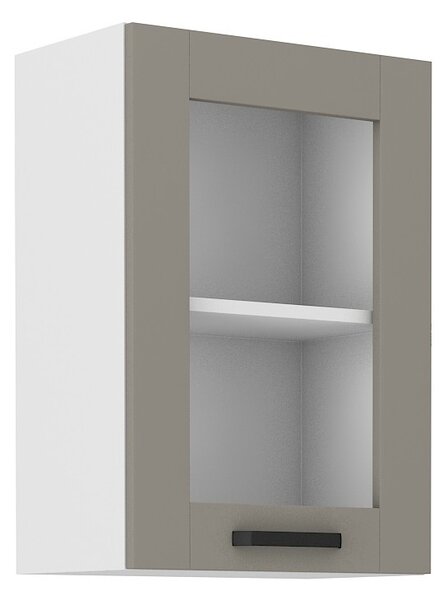 Horní prosklená skříňka LAILI - šířka 40 cm, světle šedá / bílá