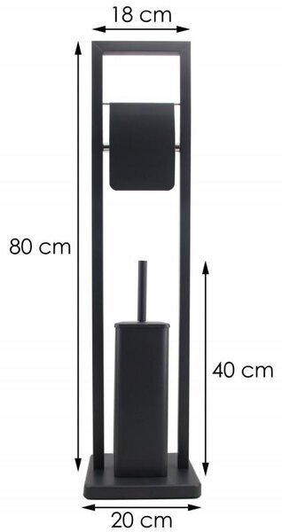 Erga Barca, držák na toaletní papír a toaletní kartáč 20x20x80 cm, černá matná, ERG-YKA-PD.BARCA FB