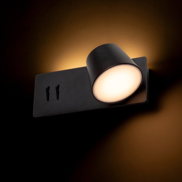 AMADEUS nástěnné svítidlo černé 230V LED 4W 735lm 3000K rocket switch - RED - DESIGN RENDL