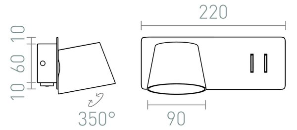 AMADEUS nástěnné svítidlo černé 230V LED 4W 735lm 3000K rocket switch - RED - DESIGN RENDL