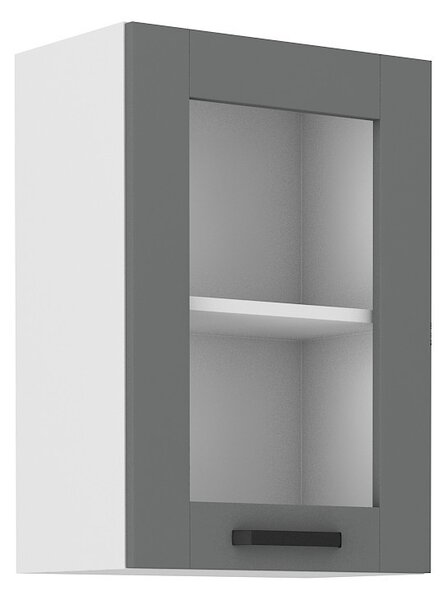 Horní prosklená skříňka LAILI - šířka 40 cm, šedá / bílá