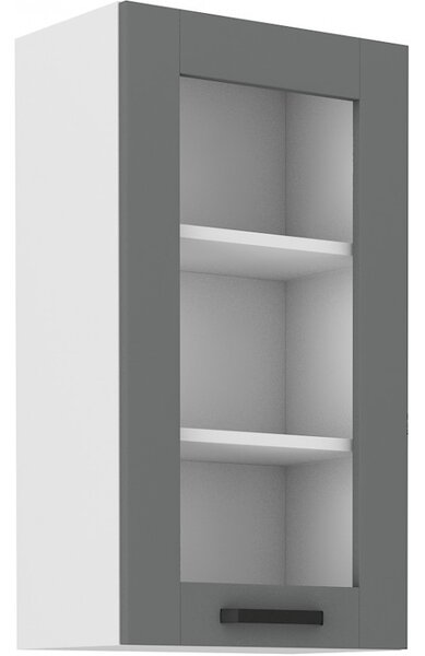 Vysoká prosklená skříňka LAILI - šířka 40 cm, šedá / bílá