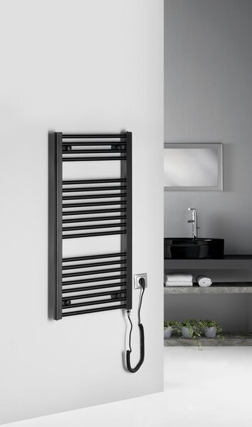 Aqualine Aqualine, DIRECT-E elektrické topné těleso, rovné, 450x960 mm, 300 W, černá, ILE94TB