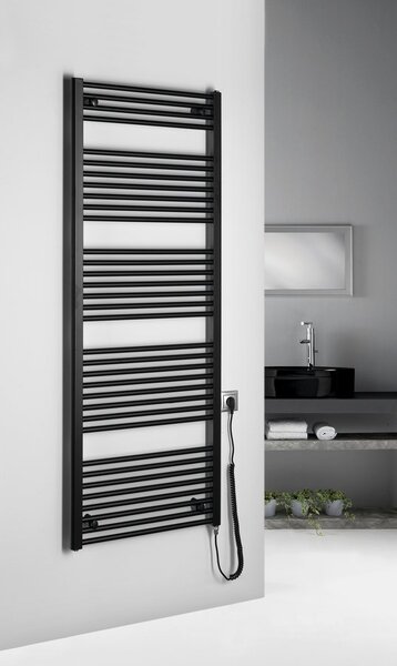 Aqualine Aqualine, DIRECT-E elektrické topné těleso, rovné, 600x1680 mm, 800 W, černá, ILE66TB