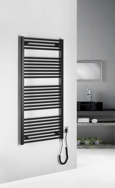 Aqualine Aqualine, DIRECT-E elektrické topné těleso, rovné, 450x1320 mm, 400 W, černá, ILE34TB