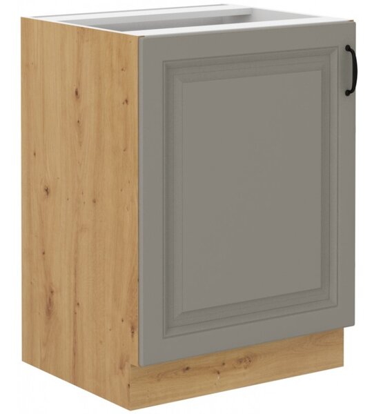 Dolní jednodveřová skříňka SOPHIA - šířka 60 cm, světle šedá / dub artisan