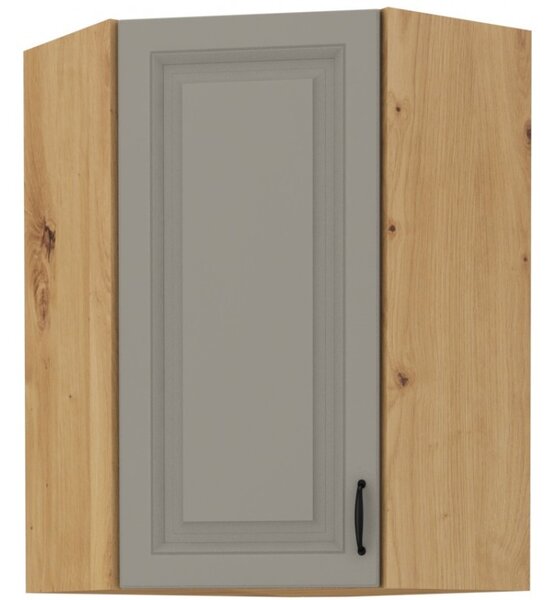 Vysoká rohová skříňka SOPHIA - 60x60 cm, světle šedá / dub artisan