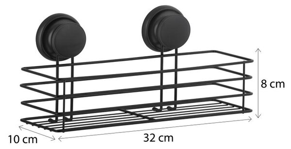 Erga Gavi, koupelnová polička, koupelnový koš na přísavce 32x10x8 cm, černá matná, ERG-YKA-CH.GAVI-KPL-BLK