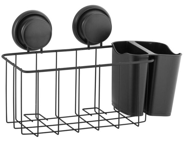 Erga Gavi, koupelnový koš na kosmetiku 30x12x19 cm na přísavky, černá matná, ERG-YKA-CH.GAVI-PP-KP-BLK