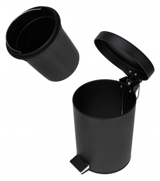 Erga Labi, kulatý odpadkový koš 3l na postavení, Soft-Close zavírání, černá matná, ERG-YKA-CH.LABI-SC-BLK