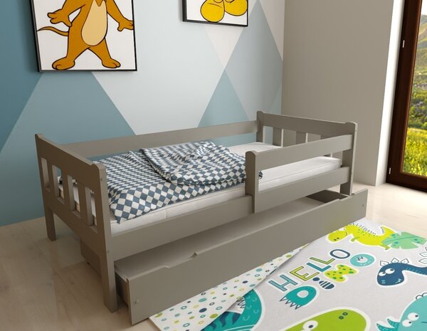 Dětská postel z masivu borovice MÁJA - 200x90 cm - šedá