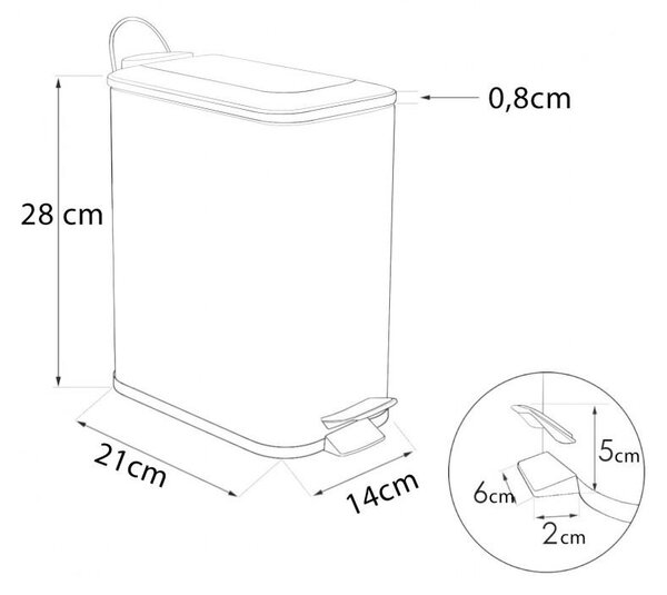 Erga Moby, obdélníkový odpadkový koš 5l na postavení, Soft-Close zavírání, černá matná-přírodní hnědá, ERG-YKA-CH.MOBY-5-BLK