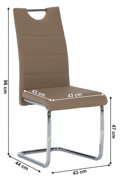 KONDELA Jídelní židle, ekokůže cappucino, světlé šití / chrom,ABIRA NEW