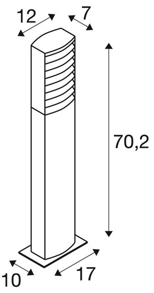 LA 1008385 RASTERLYS POLE 70 Stojací lampa, 2700/3000 K, IP65, obdélníkový, antracitní - BIG WHITE (SLV)