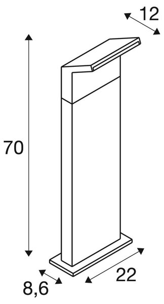 LA 1008726 ORDI II POLE 70, volně stojící svítidlo, úhlové, 2200/3000 K, IP65, černé - BIG WHITE (SLV)