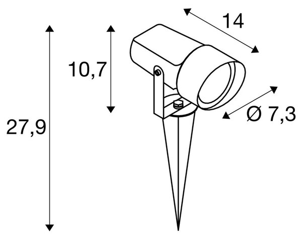 LA 1008480 SYNA SHADE svítidlo se zemním hrotem, GU10, 1x max. 10 W, IP65, kulaté, černé - BIG WHITE (SLV)