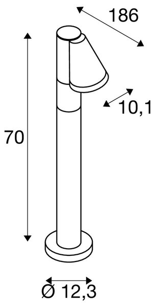 LA 1008016 T-TUBE 70 POLE venkovní stojací svítidlo, GU10, jednoduché, IP65, max. 10 W, černé - BIG WHITE (SLV)