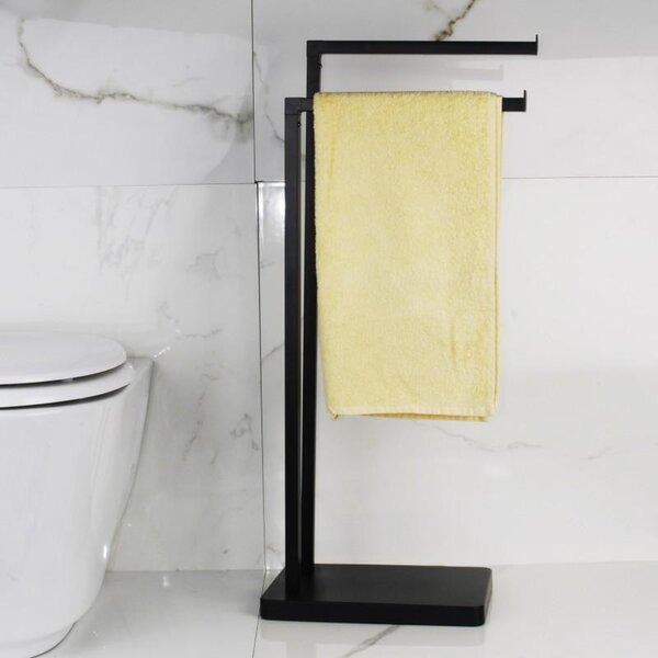Erga Roki, dvouramenný věšák na ručníky 30,5x20,5x80,5 cm, černá matná, ERG-YKA-P.ROKI-BLK