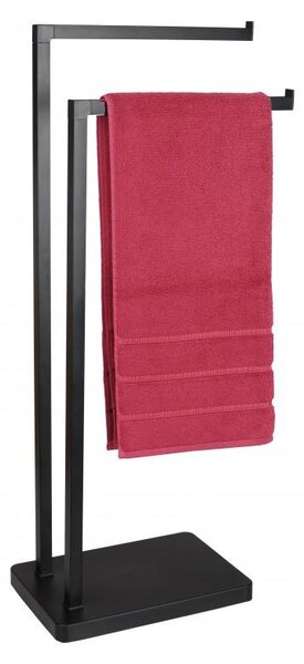 Erga Roki, dvouramenný věšák na ručníky 30,5x20,5x80,5 cm, černá matná, ERG-YKA-P.ROKI-BLK