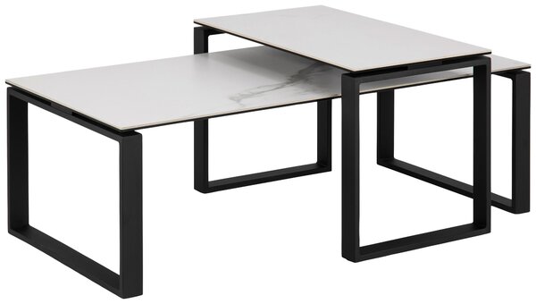 SADA KONFERENČNÍCH STOLKŮ, černá, bílá, kov, sklo, 115/55/45 cm MID.YOU - Konferenční stolky, Online Only