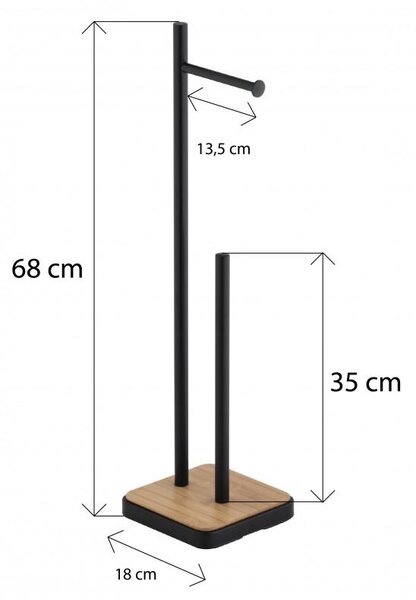 Erga Saga, držák na WC papír se zásobníkem 18x18x68 cm, černá matná-hnědá, ERG-YKA-P.SAGA