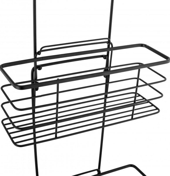 Erga Rafek, trojitá koupelnová polička do sprchy na zavěšení 30x12,5x71 cm, černá matná, ERG-YKA-CH.RAFEK-BLK