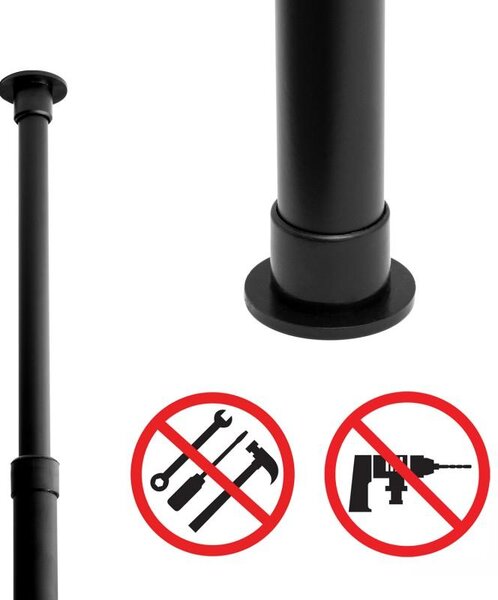 Erga Scopic, rohová teleskopická sprchová tyč 4 policová XL, černá matná, ERG-YKA-CH.SCOPIC-XL-BLK