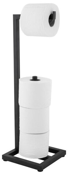 Erga Trapa, hranatý držák WC papíru se zásobníkem na toaletní papír, černá matná, ERG-YKA-P.TRAPA-BLK