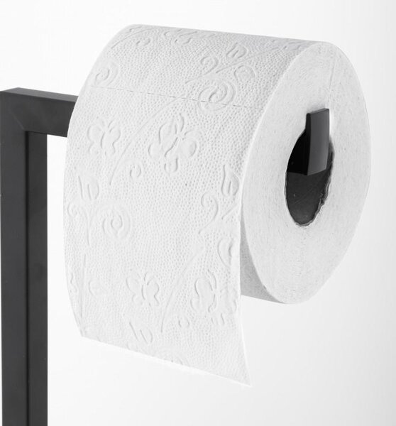 Erga Trapa, hranatý držák WC papíru se zásobníkem na toaletní papír, černá matná, ERG-YKA-P.TRAPA-BLK
