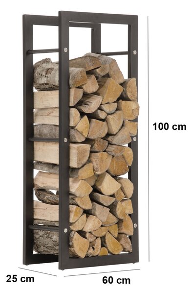 Stojan na palivové dřevo Keri 25x60x100 - černý matný